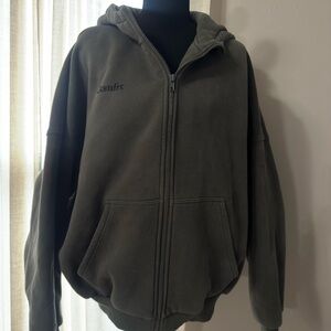 Comfrt Olive Green weighted Zip-Up Hoodie